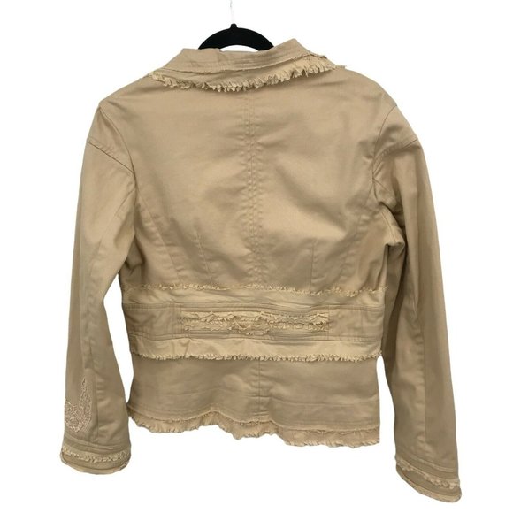 Bisou Bisou Michele Bohbot Women's Beige Long Sleeves Embellished Jacket Size 12 - Picture 2 of 8